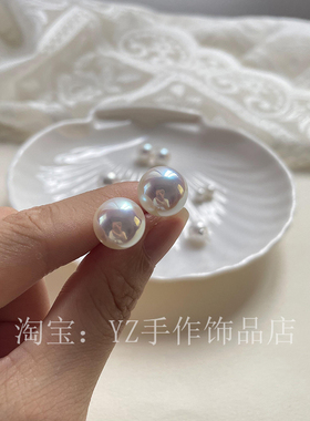 S925纯银珍珠耳钉女博主同款