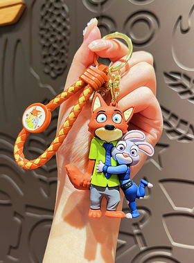 疯狂动物城卡通钥匙扣可爱朱迪公仔胡萝卜形状录音笔秋冬毛绒发圈