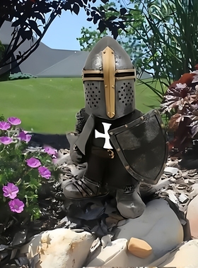 中世纪战争斧头守卫装饰摆件跨境侏儒骑士树脂工艺品欧式雕塑摆件