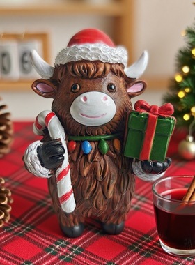 跨境新品圣诞节可爱呆萌高地牛装饰摆件家居庭院万圣节日氛围礼物
