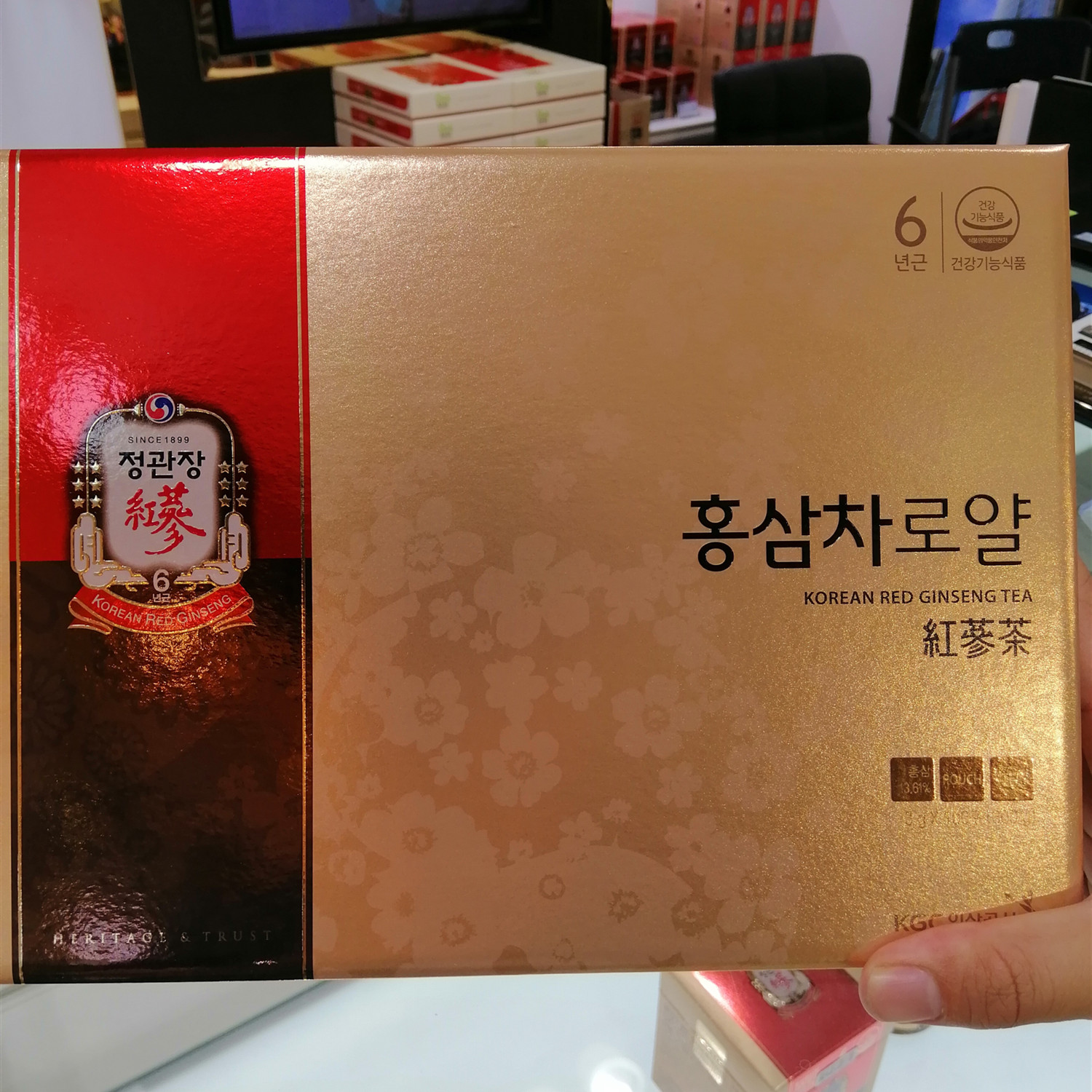 韩国正官庄6年根红参茶高丽参茶人参茶13.61%免税版3g*100包原装