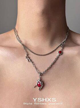 恋与深空秦彻红色穿心周边同款项链新款精致游戏二次元配饰锁骨链
