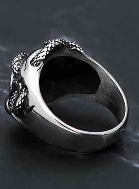 Vintage Punk Hip Hop Snake Skull Ring Stainless Steel Snake