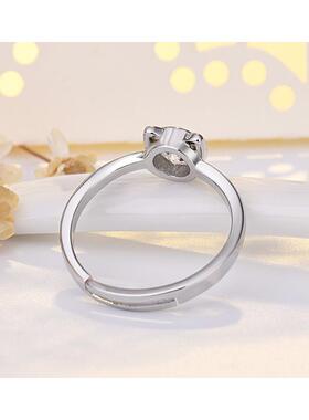 Silver Color Stainless Steel Simply CZ Cat Rings for Women P