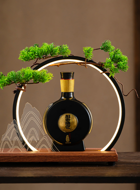 LED创意透光假山白酒灯圈展示架