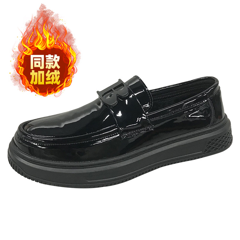 漆皮男鞋豆豆鞋男士春秋新款2025休闲皮鞋英伦镂空透气潮流乐福鞋,淘宝优惠券,粉丝福利购,淘宝优惠卷