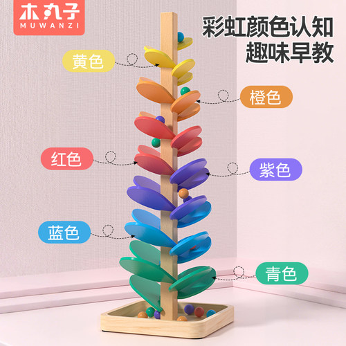 音乐树玩具彩虹花瓣积木智慧树滚珠轨道儿童早教玩具唱歌趣味礼物 - 图1