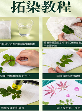 植物敲拓染材料包明矾固色剂拓印