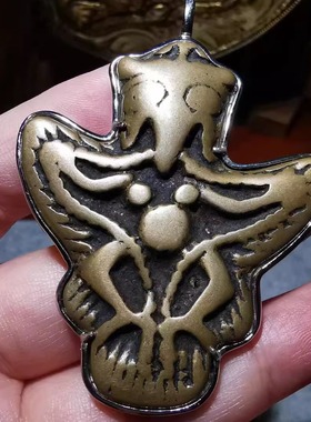 藏传老利马铜大鹏鸟护身项链吊坠