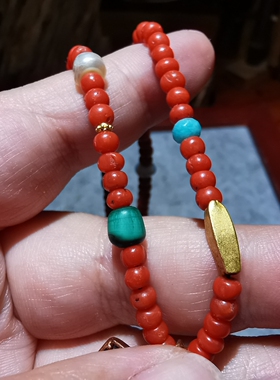 10693【藏传黄金包天铁吊坠红海仙多宝锁骨链】