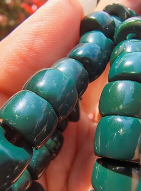 15485西亚绿鸡肝老玛瑙108佛珠West Asian Antique Agate Mala624