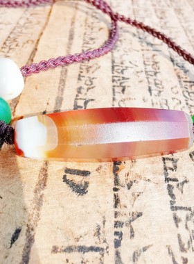 10027缠丝玛瑙锁骨链琉璃车料珠隔珠古珠收藏保老保真女百搭日常