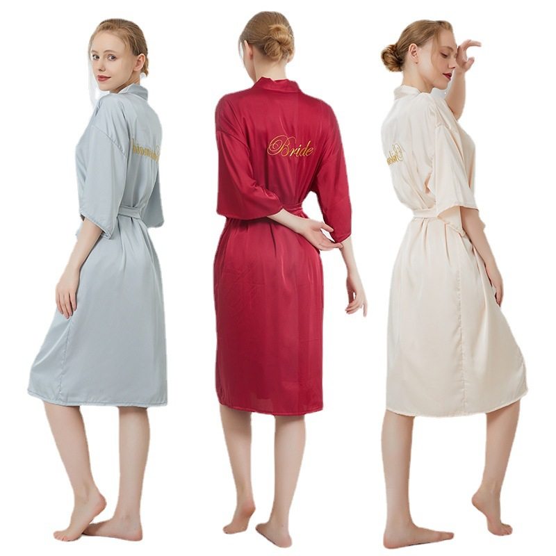 新娘晨袍女夏季长款酒红色丝绸伴娘长裙冰丝性感结婚伴娘化妆睡袍,淘宝优惠券,粉丝福利购,淘宝优惠卷