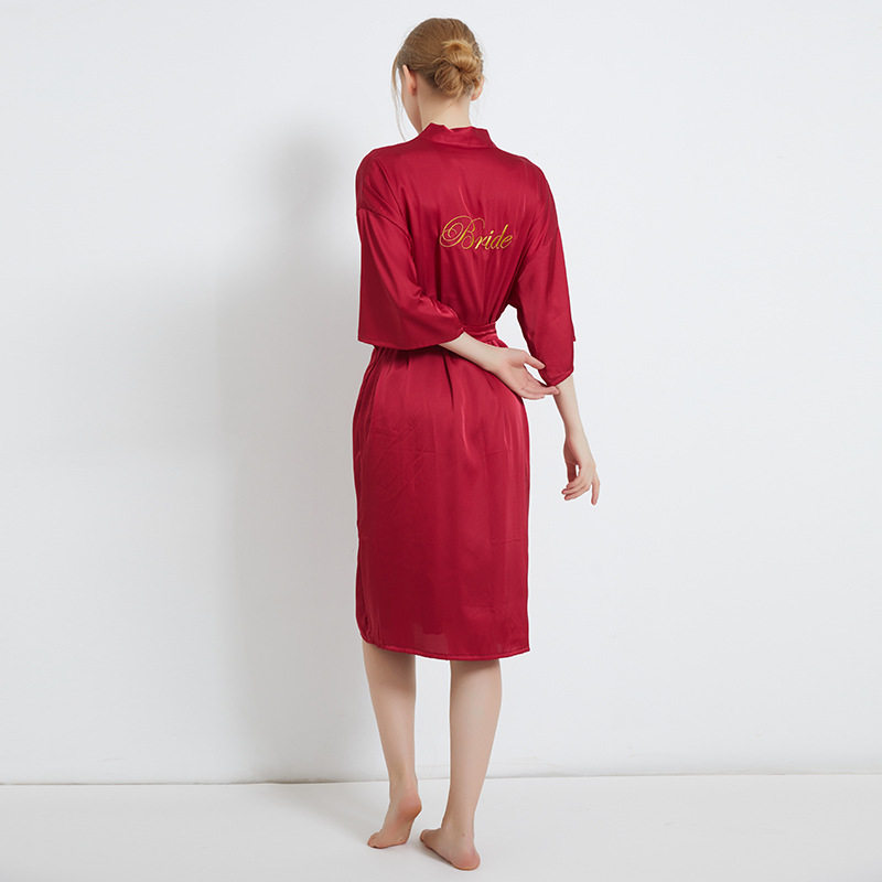 新娘晨袍女夏季长款酒红色丝绸伴娘长裙冰丝性感结婚伴娘化妆睡袍,淘宝优惠券,粉丝福利购,淘宝优惠卷