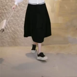 Модная черная юбка, городской стиль, высокая талия