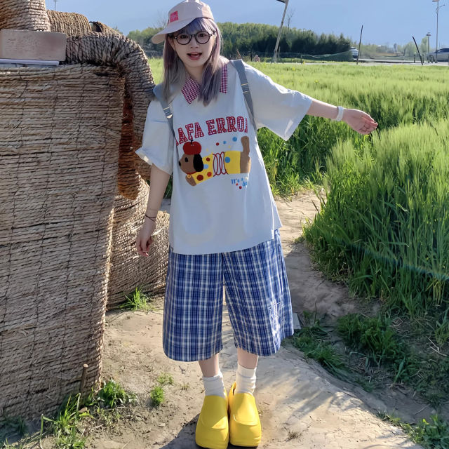 ໂສ້ງຕັດຫຍິບ plaid ກົງກັນຂ້າມແບບງ່າຍດາຍຂອງອາເມລິກາ