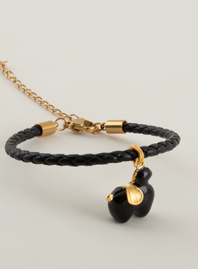 马年新年本命年红色唐彩珐琅国风牛皮可调节手链手镯手环转运