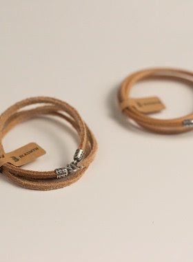 原色牛皮绳纯银s925活口项链颈链挂坠绳diy牛皮绳爆款复古帅气