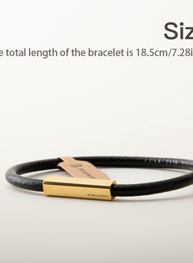 新品小金条4mm真牛皮黑色手环极简高档男女手绳方磁吸手镯运动
