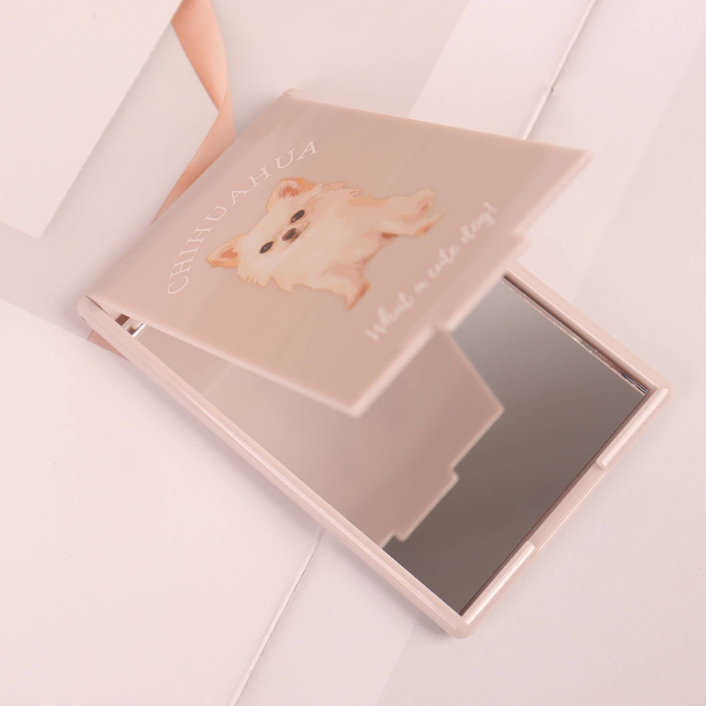 限量日本本土卡通随身化妆镜狗狗动物便携小镜子可爱随身镜日系 - 图0