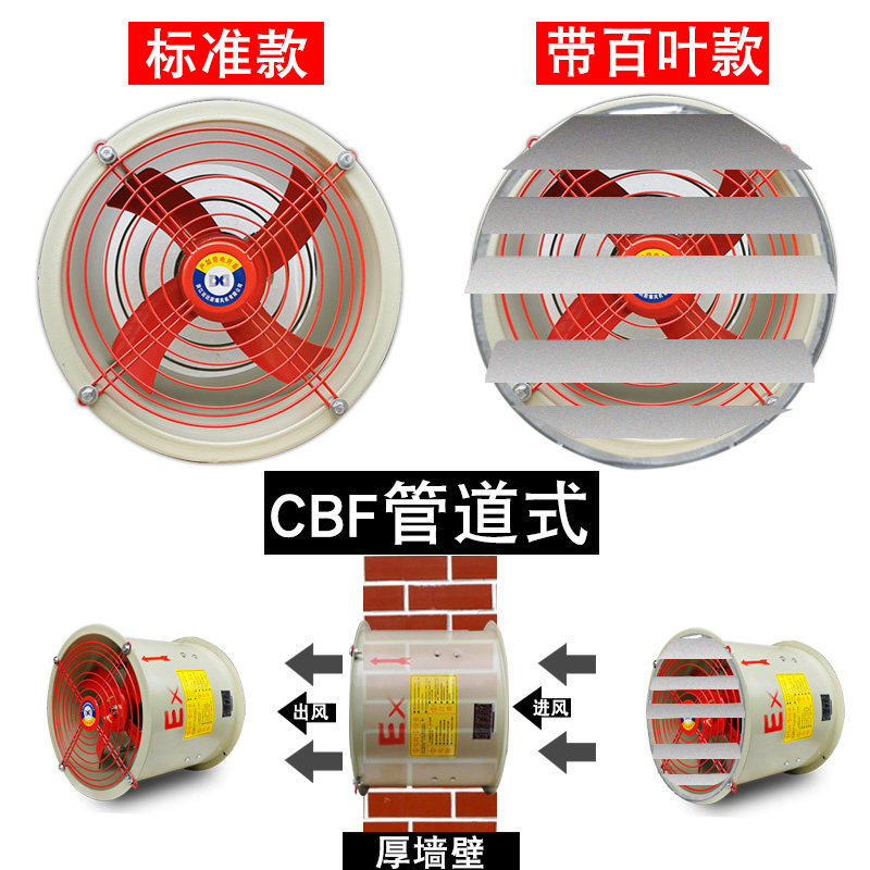 防爆强力轴流风机防爆风扇排风机220/380V全铜工业静音通风机消防