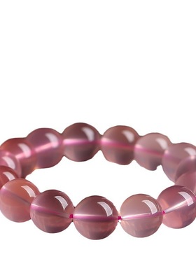 马达加斯加粉水晶手链马粉芙蓉石天然粉晶单圈果冻粉手串女招