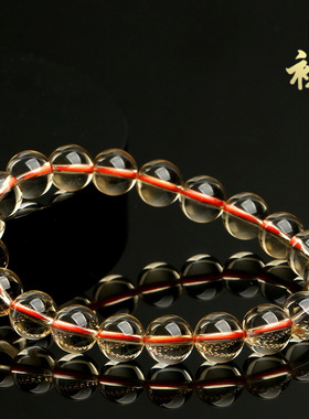 鸿初珠宝 天然7A级黄水晶圆珠手串 巴西黄水晶手链半成品批发