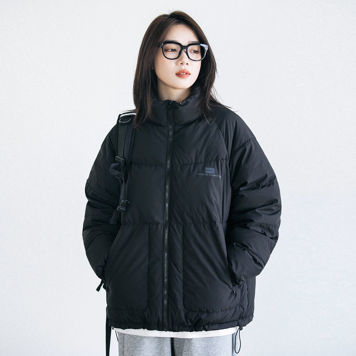 Epicsocotra2023冬装新款潮牌中性立领90白鸭绒羽绒服男女面包服-图0