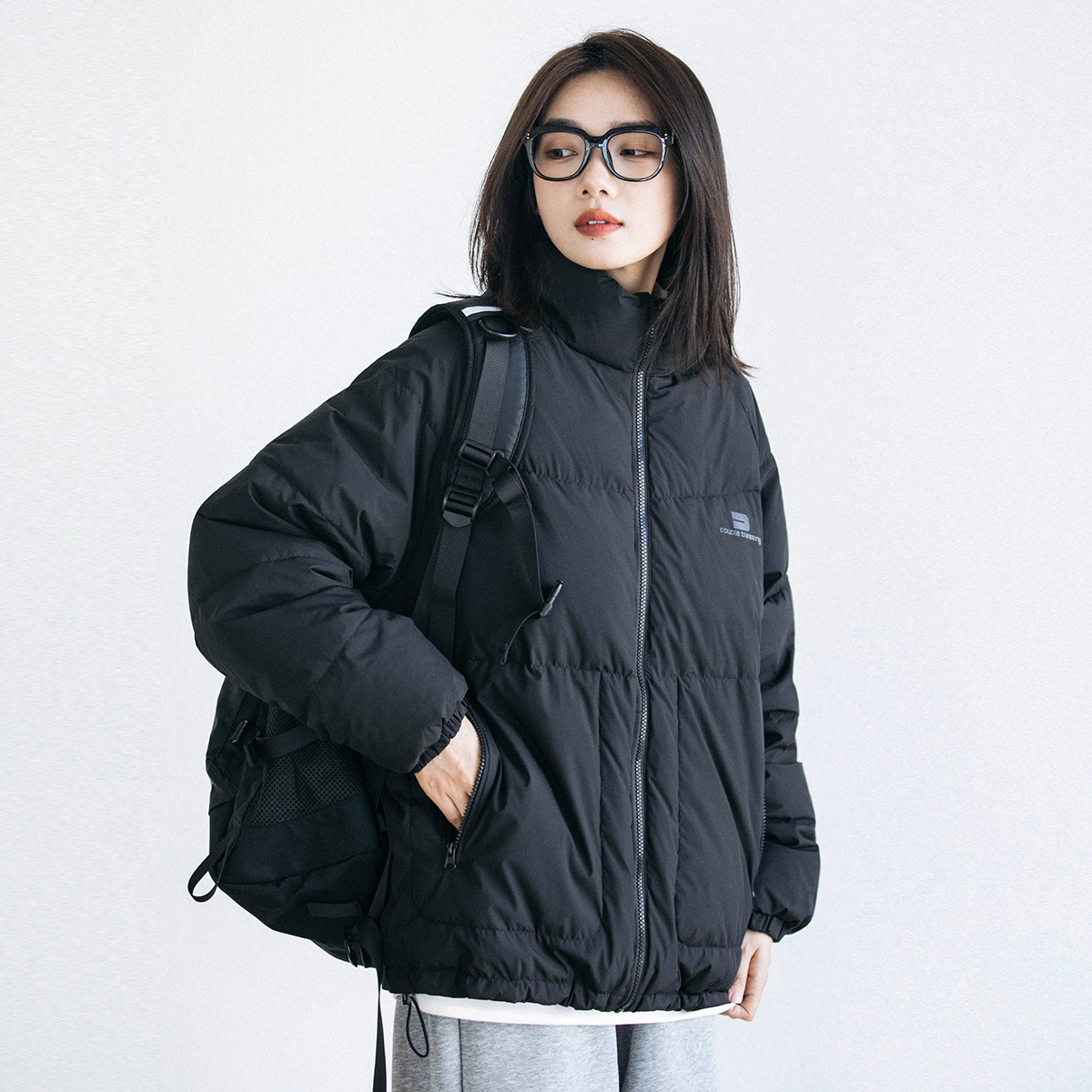 Epicsocotra2023冬装新款潮牌中性立领90白鸭绒羽绒服男女面包服-图2