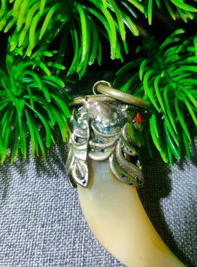 钛钢树脂狼牙吊坠 个性霸气复古衣服毛衣配饰时尚文玩牙骨角