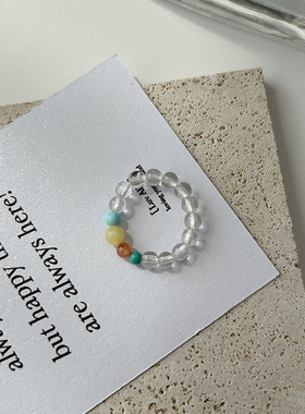 诗情画意白水晶串珠戒指