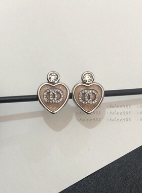 DINRO25新款蓝色琉璃爱心耳钉女
