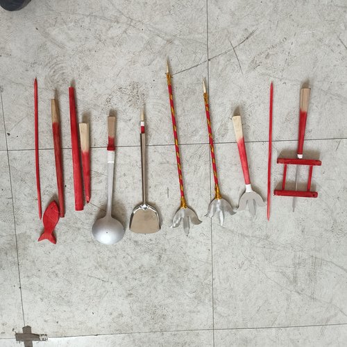 杂技魔术道具榆木不锈钢十样杂耍杂拌子顶技仿瓷碗摔不坏口签捻子 - 图3