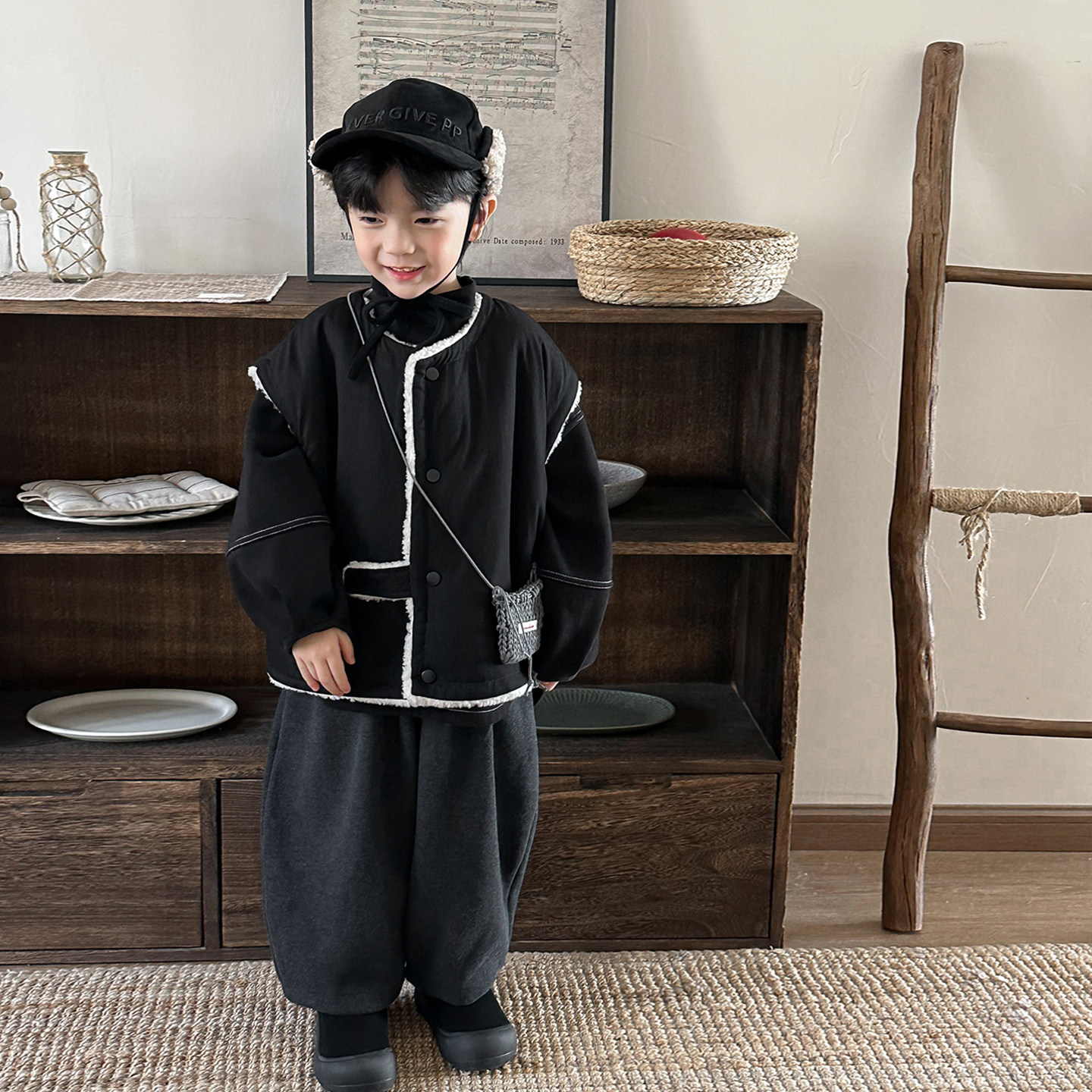 暮晨家新款冬装2025男童羊羔毛马甲中小童森系复古背心外套坎肩,淘宝优惠券,粉丝福利购,淘宝优惠卷