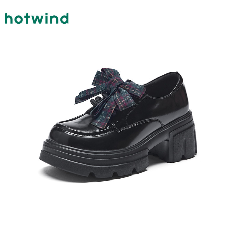 热风黑色小皮鞋女款2026年春季新款增高厚底乐福鞋学院风通勤女鞋,淘宝优惠券,粉丝福利购,淘宝优惠卷