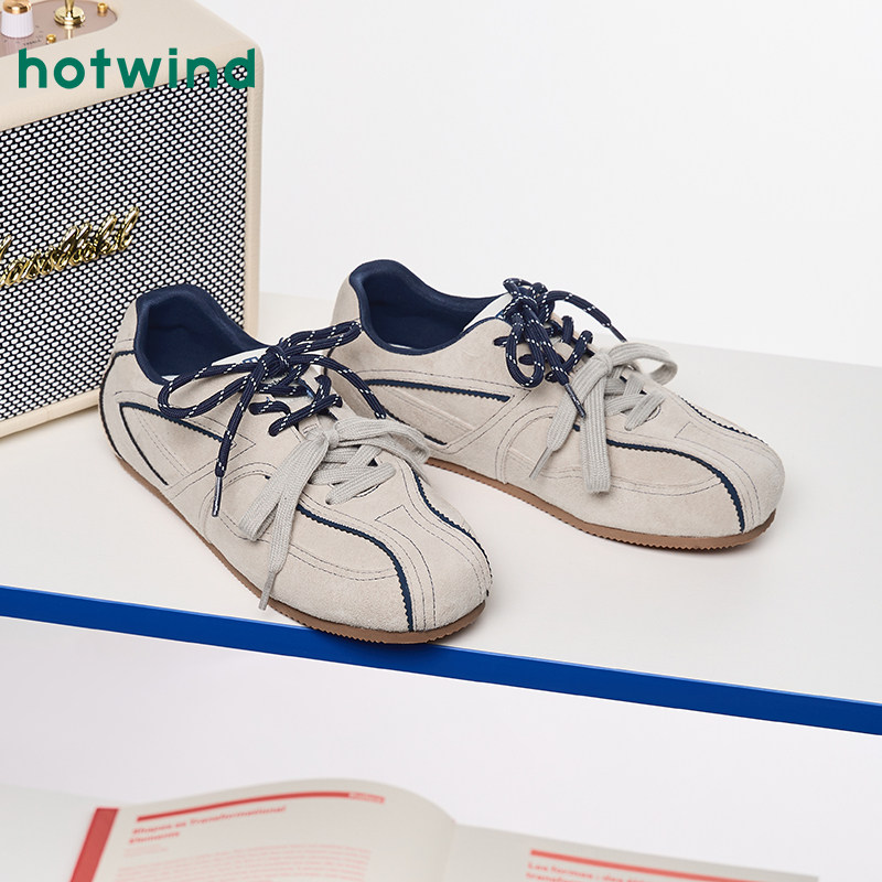 热风复古德训鞋女鞋2026年春季新款增高显瘦休闲鞋户外运动慢跑鞋,淘宝优惠券,粉丝福利购,淘宝优惠卷