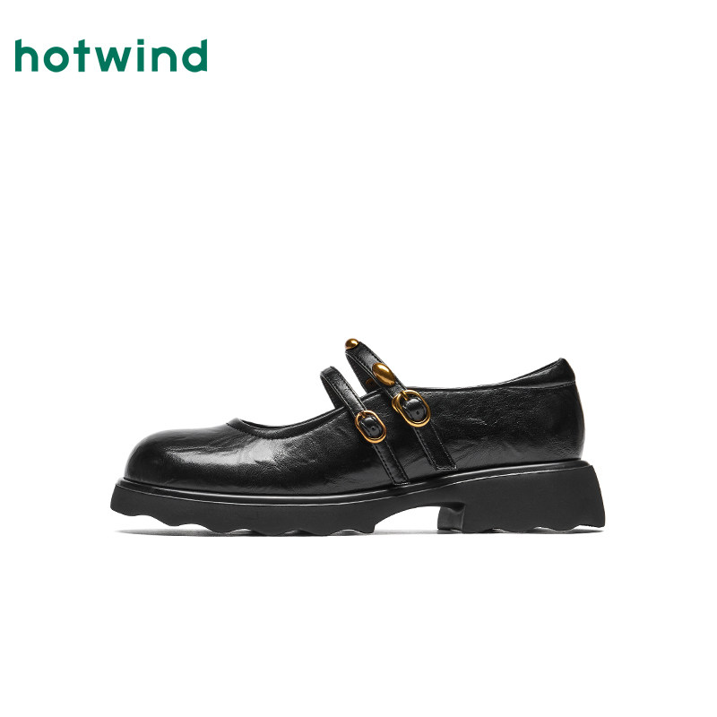 热风粗跟玛丽珍鞋女2026年春季新款百搭黑色女鞋配裙子休闲鞋子,淘宝优惠券,粉丝福利购,淘宝优惠卷