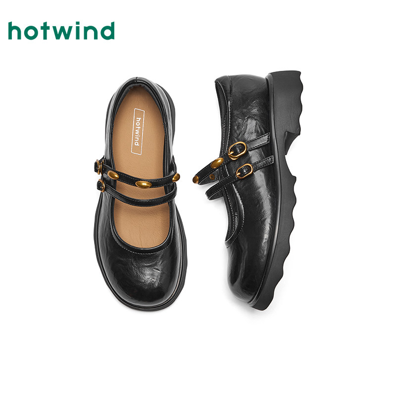 热风粗跟玛丽珍鞋女2026年春季新款百搭黑色女鞋配裙子休闲鞋子,淘宝优惠券,粉丝福利购,淘宝优惠卷