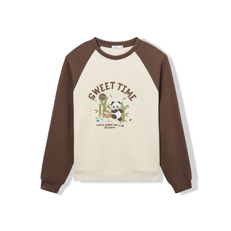 热风2025年春季新款女士熊猫插画师图案卫衣宽松百搭舒适套头上衣,淘宝优惠券,粉丝福利购,淘宝优惠卷