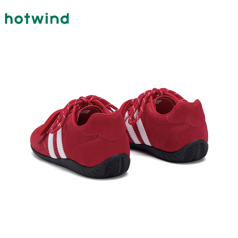 热风红色德训鞋女款2025年冬季新款薄底运动休闲鞋新年赛车女鞋子,淘宝优惠券,粉丝福利购,淘宝优惠卷