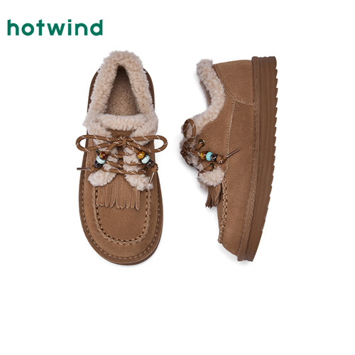 热风加绒毛毛鞋女2025年冬季新款保暖加厚雪地靴杏色百搭纯色棉鞋 - 图3