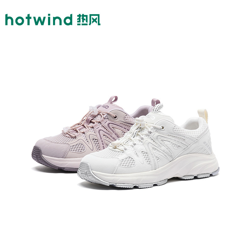 热风网面休闲鞋女鞋2026年秋季新款时尚厚底透气慢跑鞋H12W26306 秋季时尚实拍商品图