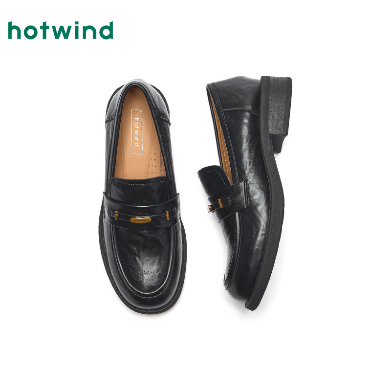 热风黑色小皮鞋女2026年春季新款英伦风百搭乐福鞋通勤休闲女鞋子,淘宝优惠券,粉丝福利购,淘宝优惠卷