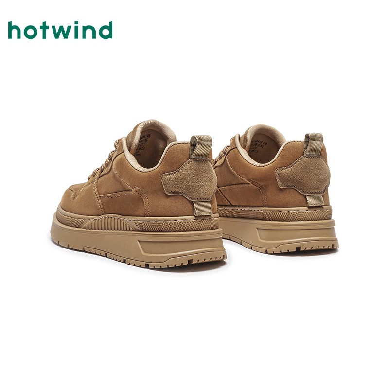 热风男鞋冬季新款男款休闲鞋工装风棕色厚底百搭休闲板鞋子,淘宝优惠券,粉丝福利购,淘宝优惠卷