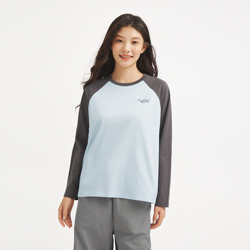 热风女士长袖T恤上衣2025年秋季新款宽松插肩长袖T学院风减龄T恤,淘宝优惠券,粉丝福利购,淘宝优惠卷