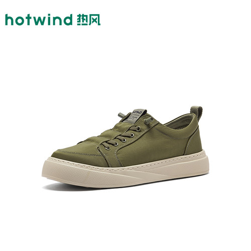热风男鞋2026年春季新款男士时尚布鞋绿色休闲平底鞋H45M26110 - 图0