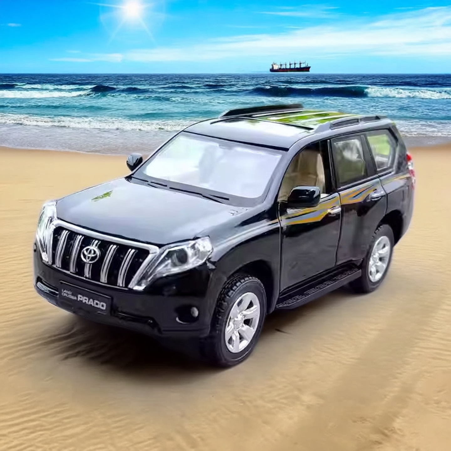 美致汽车模型普拉多霸道2016合金声光回力开四门比例1:32有盒陈旧 - 图0