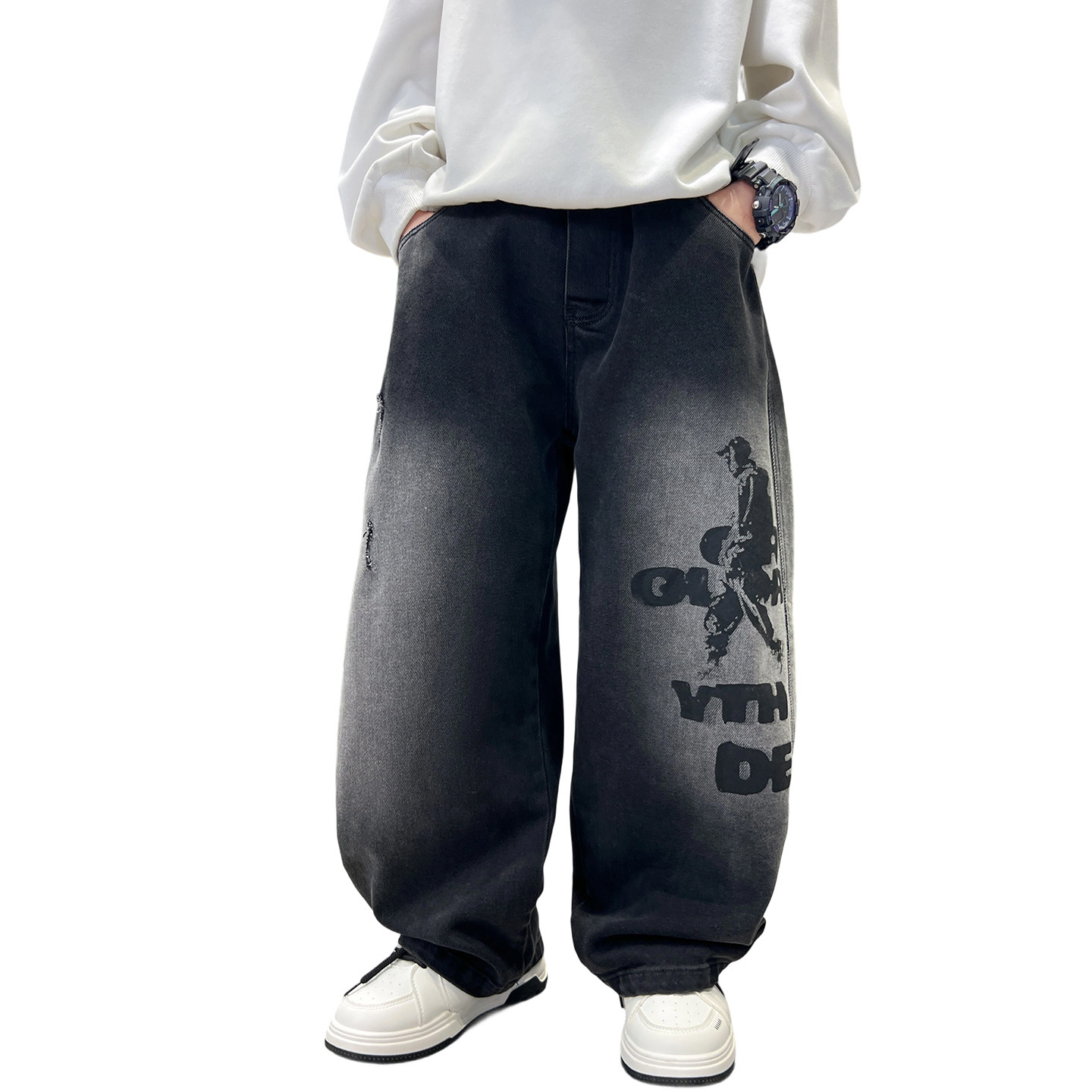 男童牛仔裤春秋款2025新中大童直筒裤儿童宽松阔腿裤男孩长裤秋装,淘宝优惠券,粉丝福利购,淘宝优惠卷