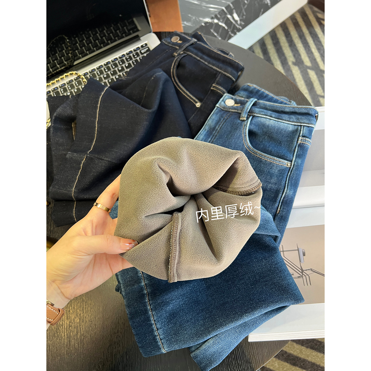腿精密码！~加厚一体绒喇叭牛仔裤宽松高腰显瘦长裤子女冬季新款,淘宝优惠券,粉丝福利购,淘宝优惠卷