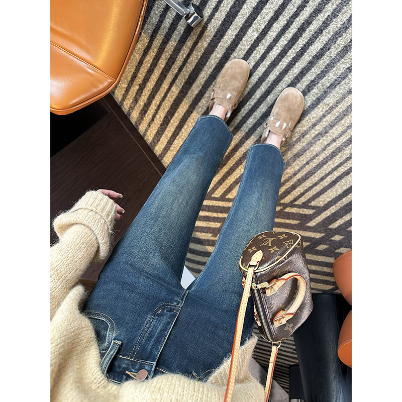 直直腿！巨显瘦四面弹复古直筒牛仔裤女2026春季小个子九分烟管裤,淘宝优惠券,粉丝福利购,淘宝优惠卷